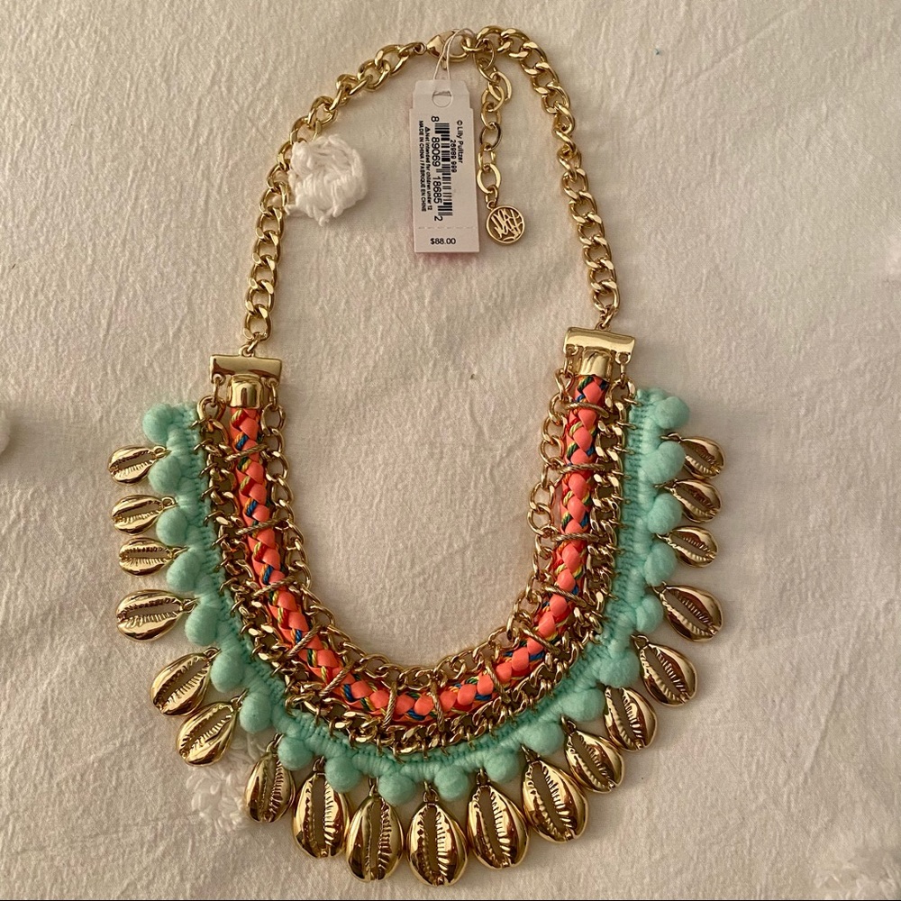Lilly Pulitzer NWT Sparkling Sands Gold Shells Statement Necklace